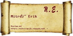 Mitró Erik névjegykártya